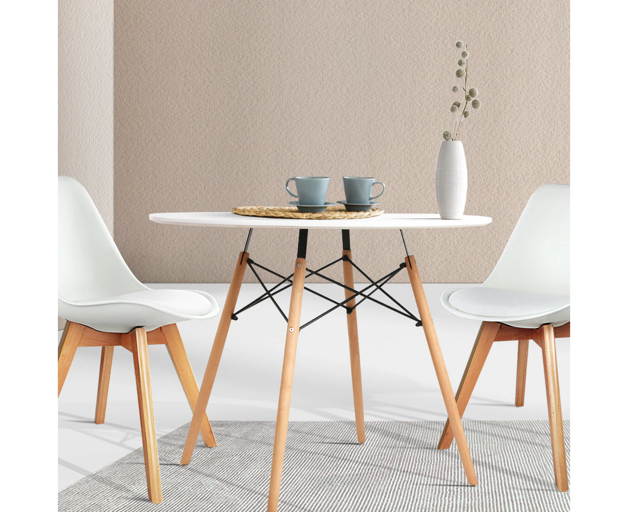 Artiss Dining Table Round White 4 Seater 90CM