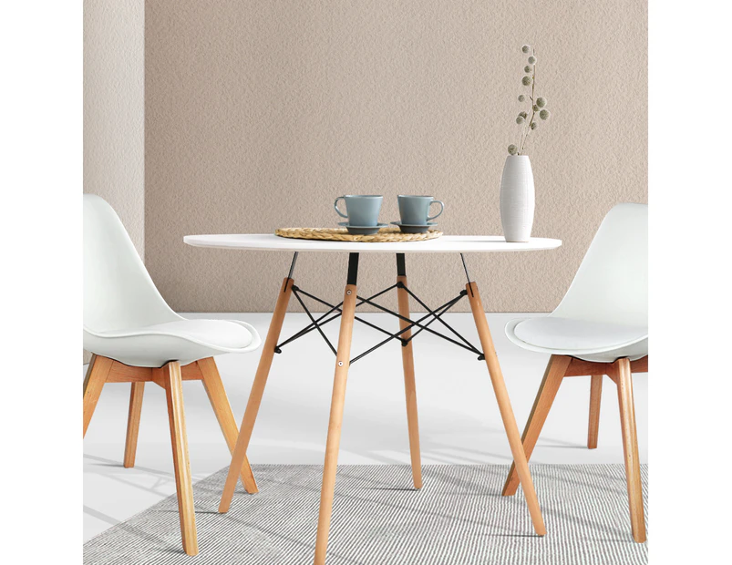 Artiss Dining Table Round White 4 Seater 90CM