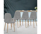 Artiss Dining Chairs Set of 4 Linen Curved Slope Grey