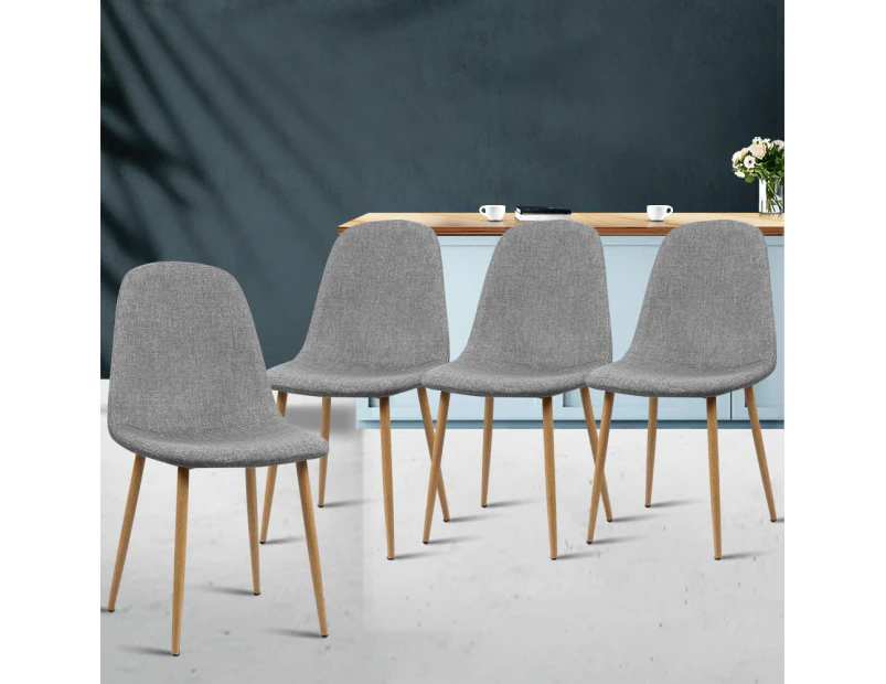 Artiss Dining Chairs Set of 4 Linen Curved Slope Grey