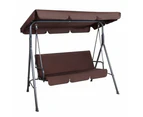 Gardeon Outdoor Swing Chair Garden Bench Furniture Canopy 3 Seater Brown