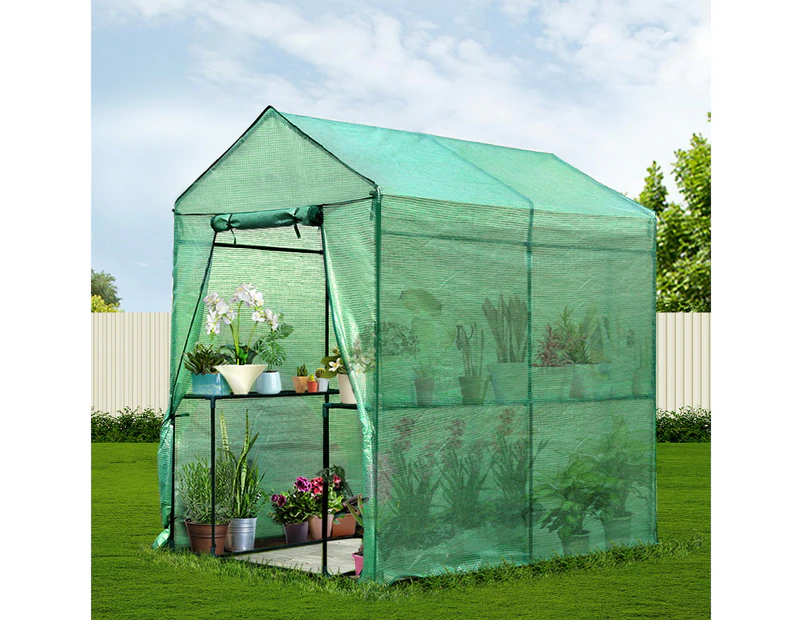 Greenfingers Greenhouse 1.2x1.9x1.9M Walk in Green House Tunnel Plant Garden Shed 4 Shelves