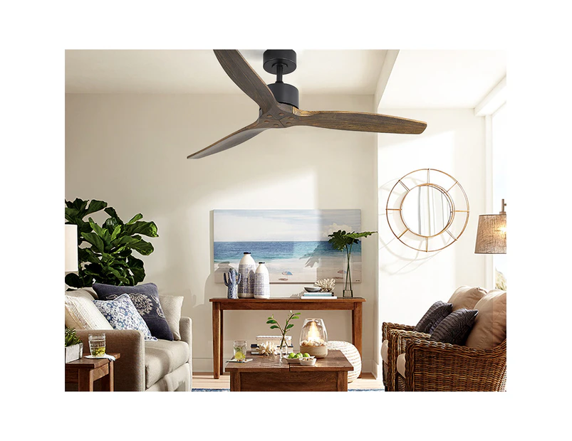 Devanti 52'' Ceiling Fan AC Motor 3 Blades w/Remote - Dark Wood