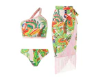 Women 2 Pieces Beach Swimsuit Tropical Bikini Swimsuit with Cover up Wrap Skirt Bathing Suits-16011-1 set