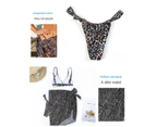 Women's 3 Piece Swimsuits Tie Side Bikini Set Swimwear with Cover Up Skirt Bathing Suit-Leopard print