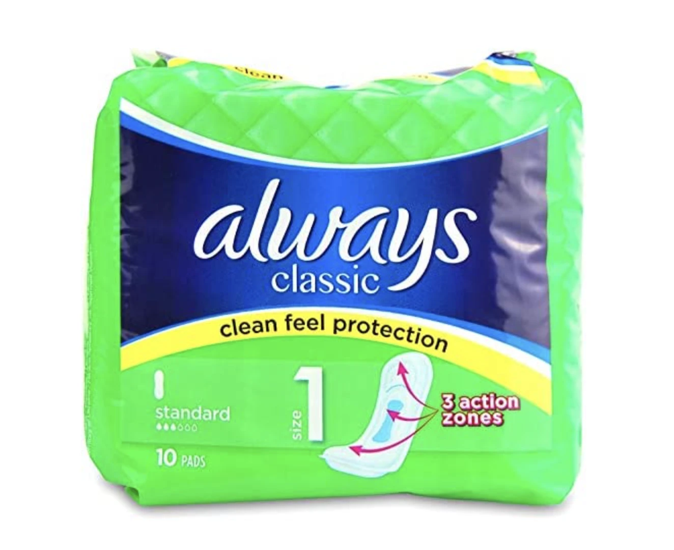 Always Pads Classic Clean Standard No Wings Size 1 - 1 Pack of 10 Pads