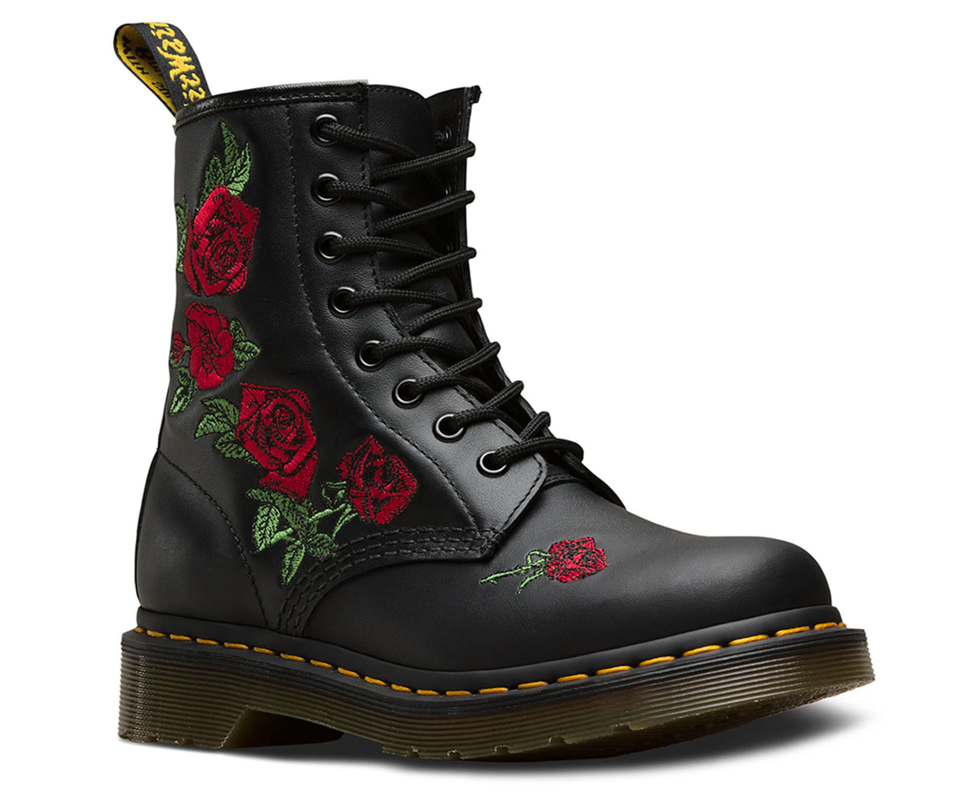 Dr. Martens 1460 Vonda Boots 8 Eye Floral Womens Shoes - Black