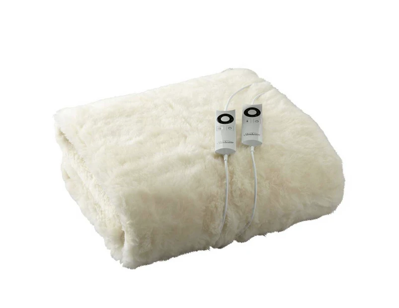 Sunbeam Fitted Auto Shut Off Premium Electric Blanket Wool Fleece