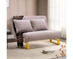 Furb Sofa Bed Lounge Chair Sherpa Fabric Folding Adjustable Recliner Steel Leg Double Seat Grey