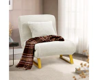 Furb Sofa Bed Lounge Chair Sherpa Fabric Folding Adjustable Recliner Steel Leg Single Seat Beige