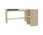 vidaXL L-Shaped Corner Desk White and Sonoma Oak 120x140x75 cm Engineered Wood