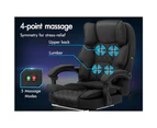 ALFORDSON Massage Office Chair Executive Recliner Gaming Computer Seat Fabric Black
