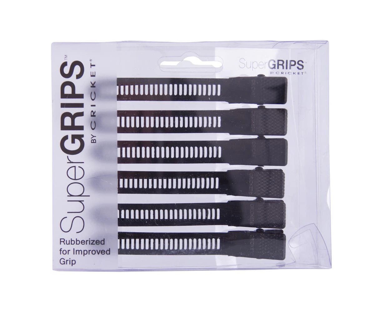 Cricket Super Grip ClipsRubberized Black 6 Pack