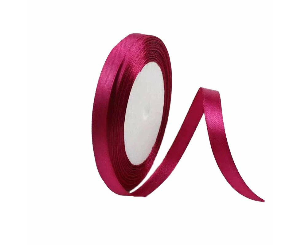 10mm Width Satin Hair Ribbon Wedding Party Decoration Gift Banquet 5m - Deep Rose Red