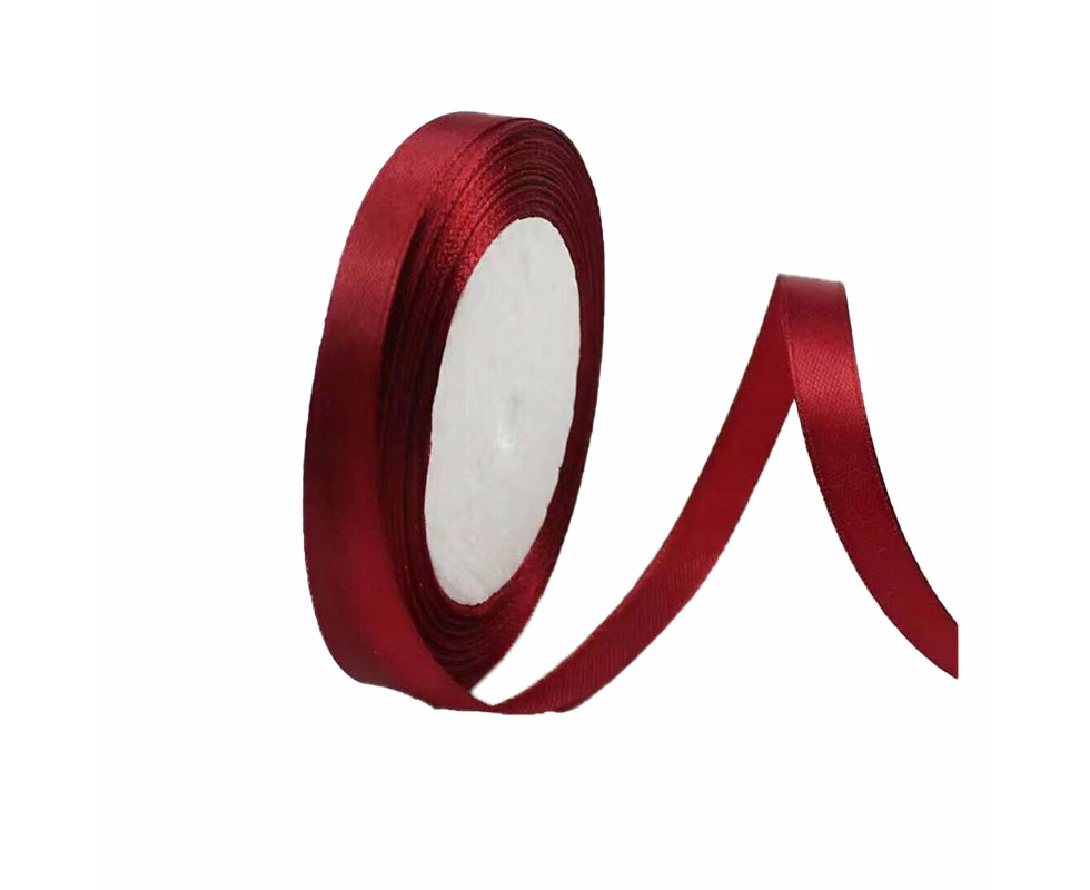 10mm Width Satin Hair Ribbon Wedding Party Decoration Gift Banquet 3m - Wine Red