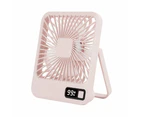 5 Speed Desktop Fan USB Rechargeable 180 Degree Foldable Digital Display Fan Pink