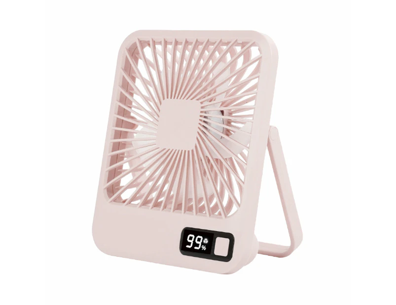 5 Speed Desktop Fan USB Rechargeable 180 Degree Foldable Digital Display Fan Pink