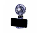 3-in-1 5 Speed USB Handheld Fan Mini Folding Digital Display Fan with Lanyard and Base Purple