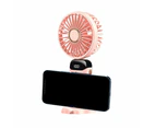 3-in-1 5 Speed USB Handheld Fan Mini Folding Digital Display Fan with Lanyard and Base Pink