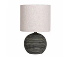 Sarantino Striped Ceramic Coffee Side Table Lamp Light Beige Drum Shade