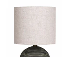 Sarantino Striped Ceramic Coffee Side Table Lamp Light Beige Drum Shade