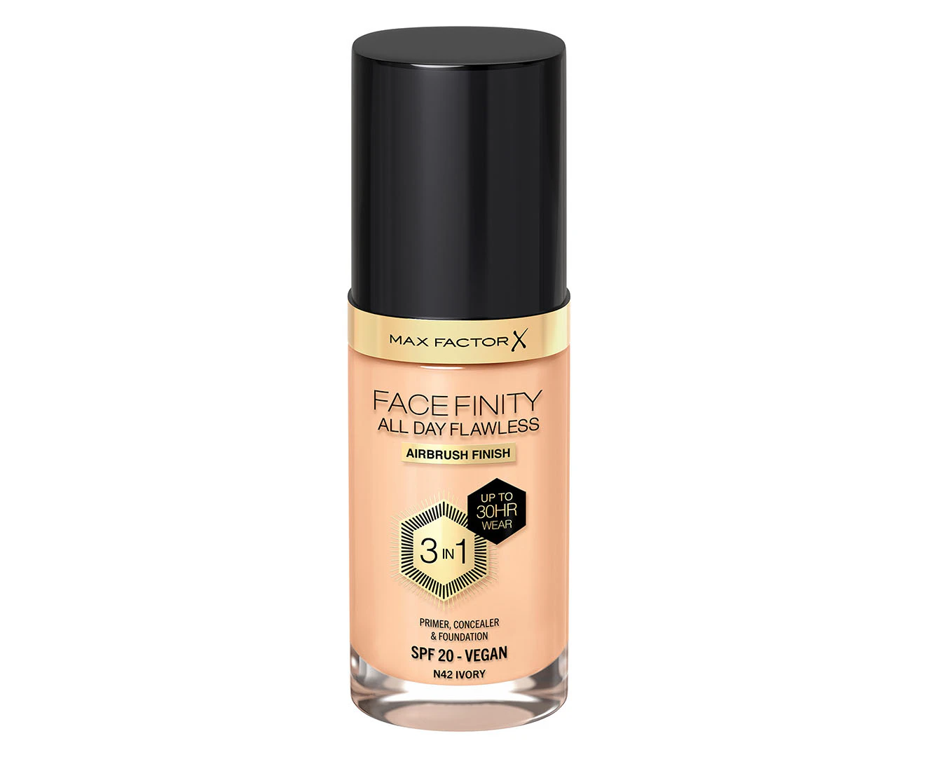 Max Factor Facefinity All Day Flawless 3-in-1 Vegan Foundation 30mL - N42 Ivory