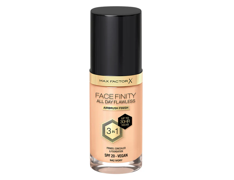 Max Factor Facefinity All Day Flawless 3-in-1 Vegan Foundation 30mL - N42 Ivory