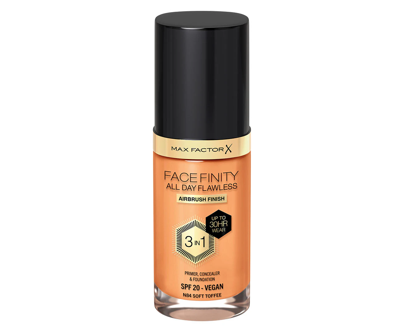 Max Factor Facefinity All Day Flawless 3-in-1 Vegan Foundation 30mL - N84 Soft Toffee