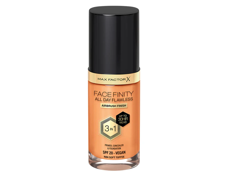 Max Factor Facefinity All Day Flawless 3-in-1 Vegan Foundation 30mL - N84 Soft Toffee