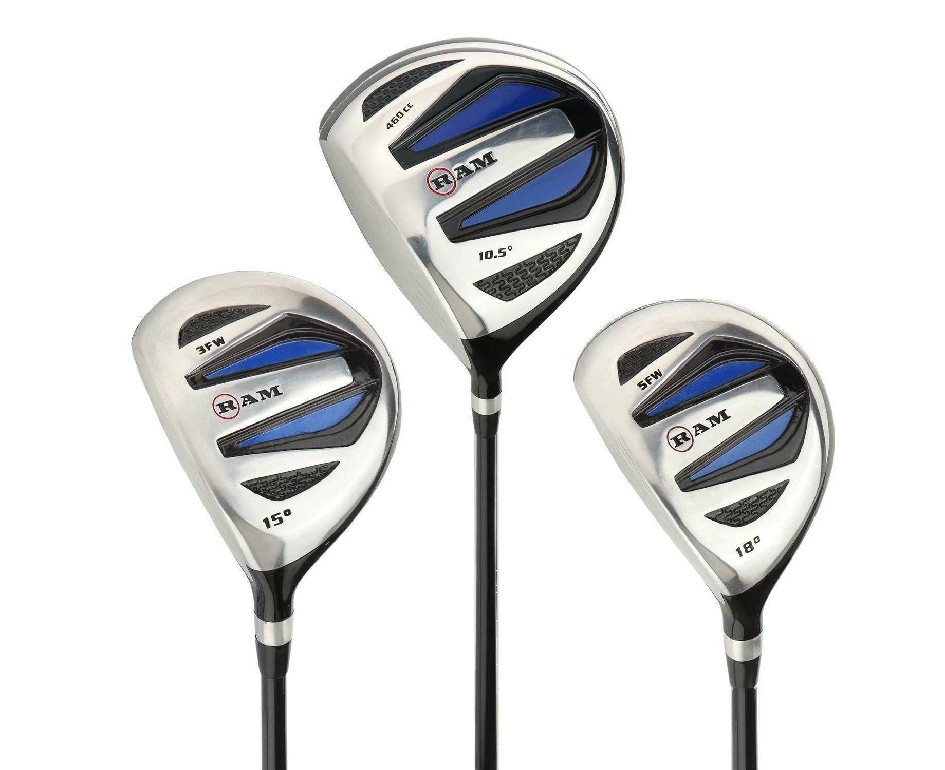 Ram Golf EZ3 Wood Set - Graphite Driver, 3 & 5 Wood Lefty - w/ Headcovers, Mens Left Hand