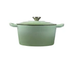 Toque Cast Iron Dutch Oven Frying Pan Enamel Casserole Pot with Lid 4L Green