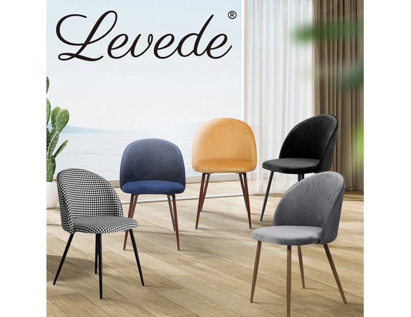 Levede 2x Dining Chairs Kitchen Cafe Lounge Chair Sofa Upholstered Velvet Black