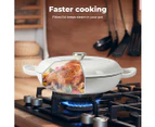 TOQUE Enamel Dutch Oven 4L Cast Iron Pan Casserole Pot Slow Cook with Lid White