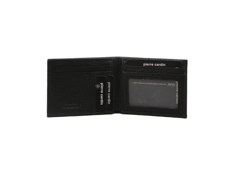 Pierre Cardin Mens Genuine Italian Soft RFID Bifold Slim Wallet - Black