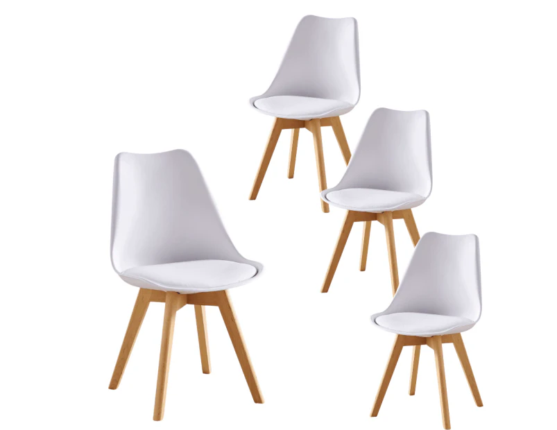 Set Of 4  Replica Dining Chair Faux Leather Padded - White - White
