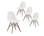 Set Of 4 Replica Dining Chair Eiffel Design Wooden Legs - White - White