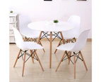 Set Of 4 Replica Dining Chair Eiffel Design Wooden Legs - White - White