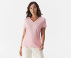 Tommy Hilfiger Women's Heritage V-Neck Tee / T-Shirt / Tshirt - Glacier Pink