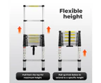 Traderight Multipurpose Ladder Telescopic Aluminium Portable Extension Step 3.2M - Silver,Black