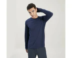 Kathmandu Men's 100% Merino Long Sleeve Crew Top - Midnight Navy Marle