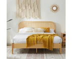 Lulu Bed Frame With Curved Rattan Bedhead - King