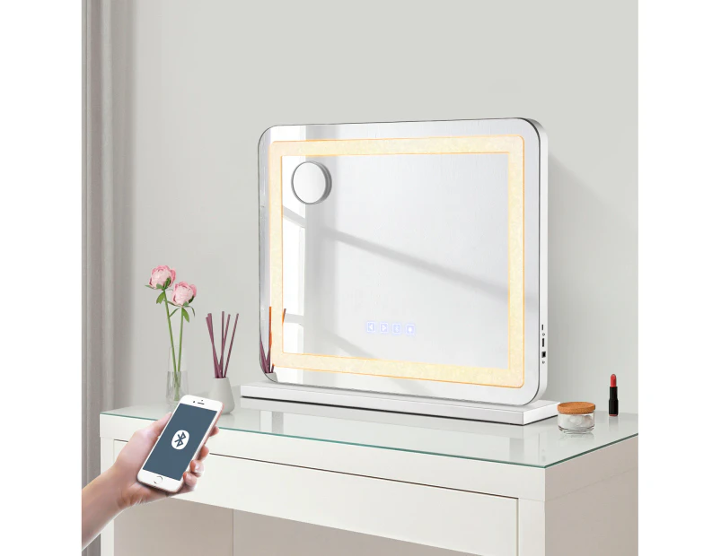 580x460mm Makeup Mirror with Light LED Bathroom Vanity Crystal Mirror Standing Desktop Bluetooth USB Charge
