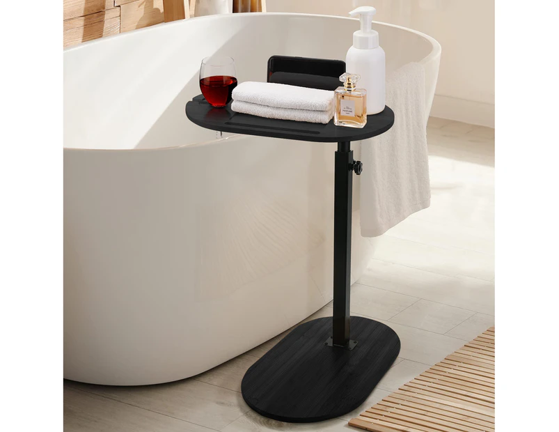 Bamboo Bathtub Side Table Freestanding Bath Caddy Tray home Spa Bathroom Storage Organiser Black