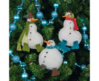 Dimensions Simple Snowmen Ornaments, Felt Applique
