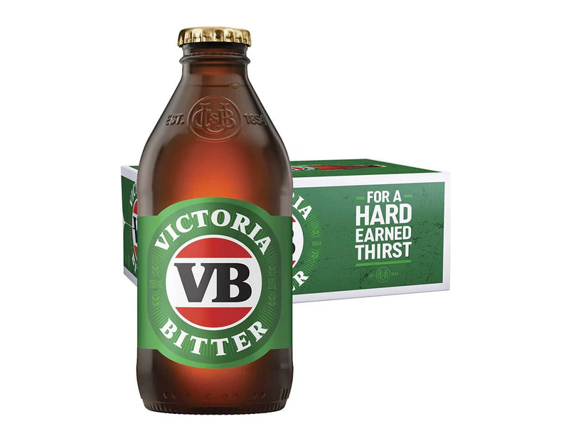 Victoria Bitter Vb Beer Case 4 X 6 Pack 375ml Bottles