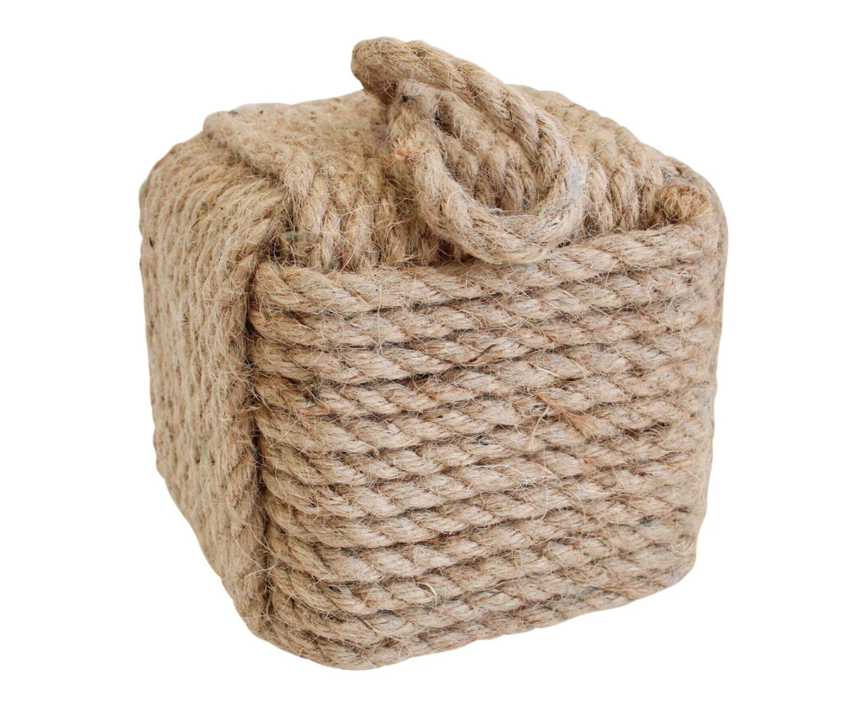 Rope Square Natural 16cm Jute Concrete Doorstop Home Decor Weighted Door Stopper