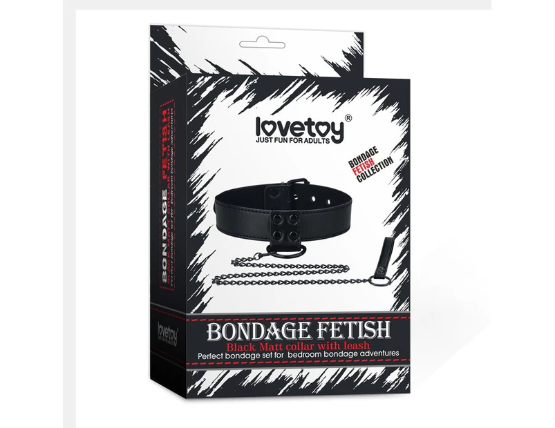 Bondage Fetish - Black Matt Collar With Leash