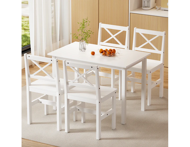 Artiss Dining Chairs and Table Dining Set 4 Seater White Kaye