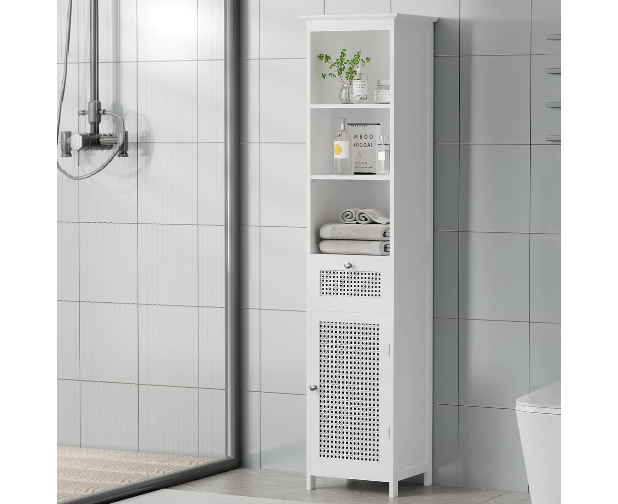 Artiss Bathroom Cabinet Storage 161cm White Rattan