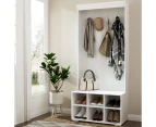 Artiss Shoe Rack Cabinet Hall Tree Coat Rack 180CM White